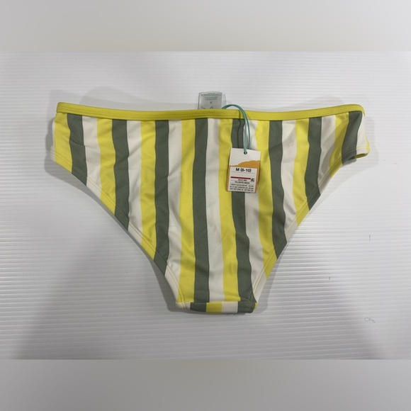 Women's Medium Coverage Hipster Bikini Bottom - Kona Sol Yellow Stripe, M 8-10 - Picture 5 of 5